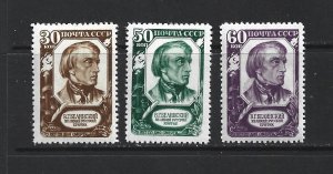 RUSSIA - 1948 VISSARION BELINSKI - SCOTT 1224 TO 1226 - MH