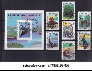 TANZANIA - 1991 DINOSAURS & PREHISTORIC ANIMALS - SET OF 7-STAMPS & 1-M/S CTO