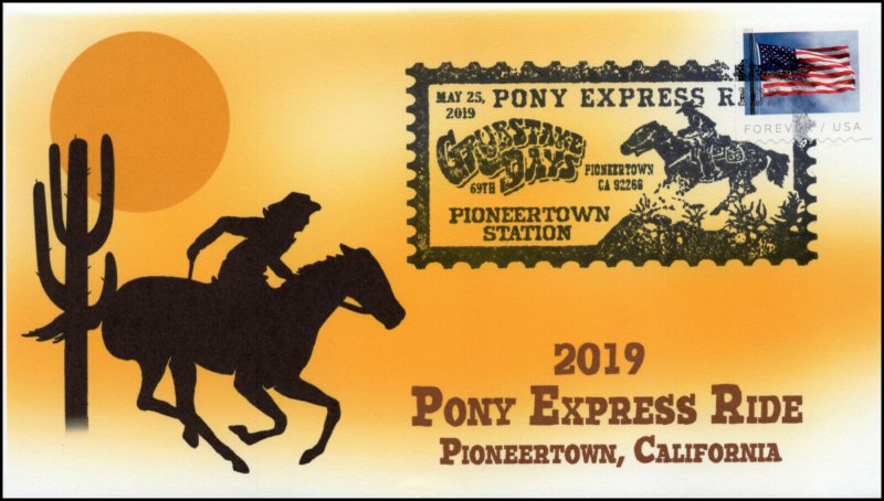 19-091, 2019, Pony Express Ride, Pictorial Postmark, Event Cover, Pioneertown CA