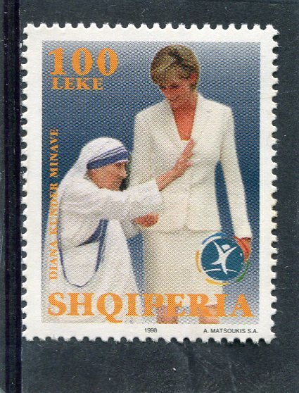 Albania 1998 PRINCESS DIANA & MOTHER TERESA 1 value Perforated Mint (NH)