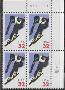 US# 3180 $.32 Alpine Skiing plate block of 4 (MNH) CV. $4.00