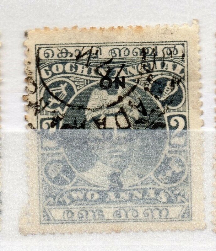 India Cochin 1913 Early Issue used Shade of 2a. Optd NW-15985