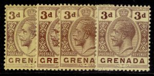 GRENADA GV SG96 + 96a + 96b + 96c, 3d SHADE VARIETIES, M MINT. Cat