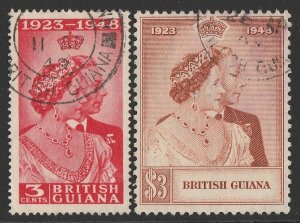 BRITISH GUIANA 1948 KGVI Silver Wedding set 3c & $3.