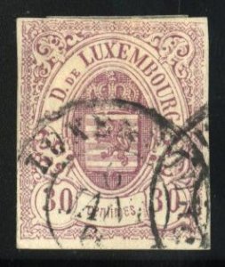 Luxembourg 10, $225, 1859 30c rose lilac, used
