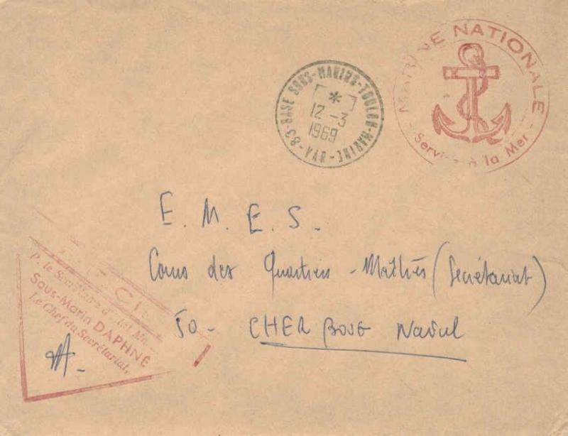 France Military Free Mail 1969 83-Base Sous-Marins-Toulon-Marine, Var to Cher...