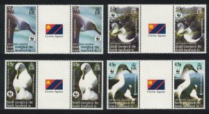 South Georgia Birds WWF Grey-headed Albatross 4v Gutter Pairs CA 2003 MNH