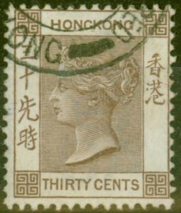 Hong Kong 1901 30c Brown SG61 Superb Used