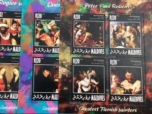 Maldive Islands #3202-19 Mint 2014 Flemish Art Masterpieces 9 S/S, 9 mini sheets