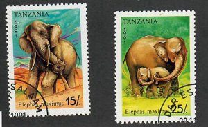 Tanzania; Scott 793-794;  1991;  Precanceled;  NH; Elephants