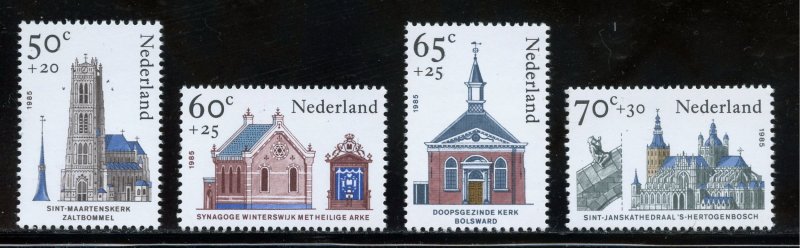 Netherlands B611-14 MNH, Religious Architecture Set from 1985.