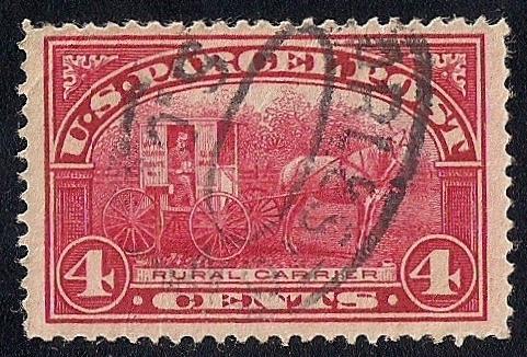 Q4 4 cents SUPER CANCEL Rural Carrier Stamp used VF