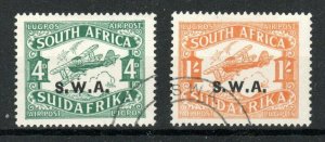 South West Africa 1930 4d and 1s Air South Africa opt FU CDS 