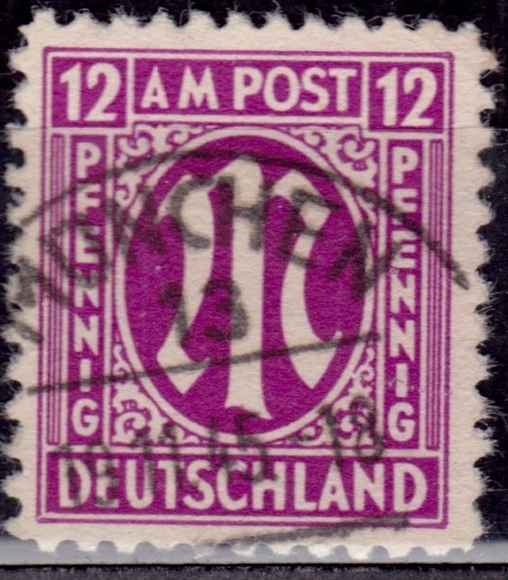 Germany 1945-46, Allied Occupation, A.M.G. 12pf, sc#3N8, used