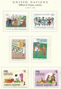 UN-Vienna  #74-79  1987-1988 issues (MNH)  CV $5.70