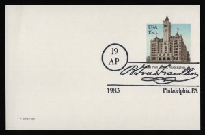 #UX99 13c Old Washington D.C. Post Office, B Free Franklin *ANY 5=FREE SHIPPING*