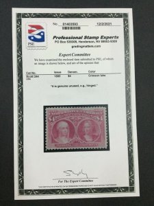 MOMEN: US STAMPS #244 MINT OG H PSE CERT LOT #70013