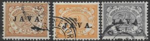 Netherlands  Indies 83,85,87 1908  3  values fine used