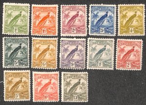 British New Guinea 1931, Definitives, paradise bird 13v, Unused (hinged)