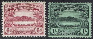 BRITISH SOLOMON ISLANDS 1908 SMALL CANOE 6D AND 1/-