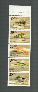 2545-49 Fishing Flies Strip W/P#23123 from 1991 HIGH CAT $49.+ MNH (10)