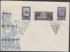 POLAND Sc # 1052-4 FDC SET of 3  HOLOCAUST MONUMENTS