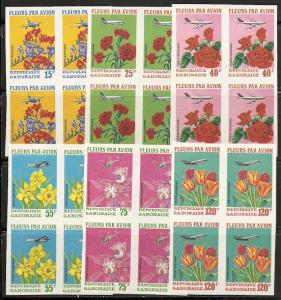 Gabon C106-11 1971 Flowers IMPERF Block of 4 NH