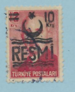 Turkey 1957 Scott o42 used - 10k on 12k, Pres. Inonu Ovpt