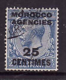 Great Britain Morocco Agencies-Sc#405-used 25c on 2&1/2p ultra-KGV-1917-24-