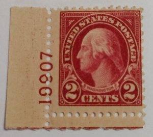 Scott Stamp# 634b-1926 2¢ Washington Scarce Carmine-Lake.  MHR, OG. SCV $180.00