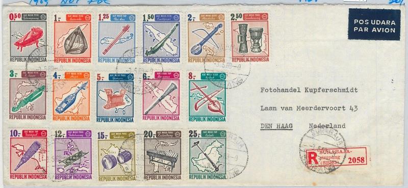 62930  - INDONESIA - POSTAL HISTORY - REGISTERED COVER to HOLLAND  1969 - MUSIC