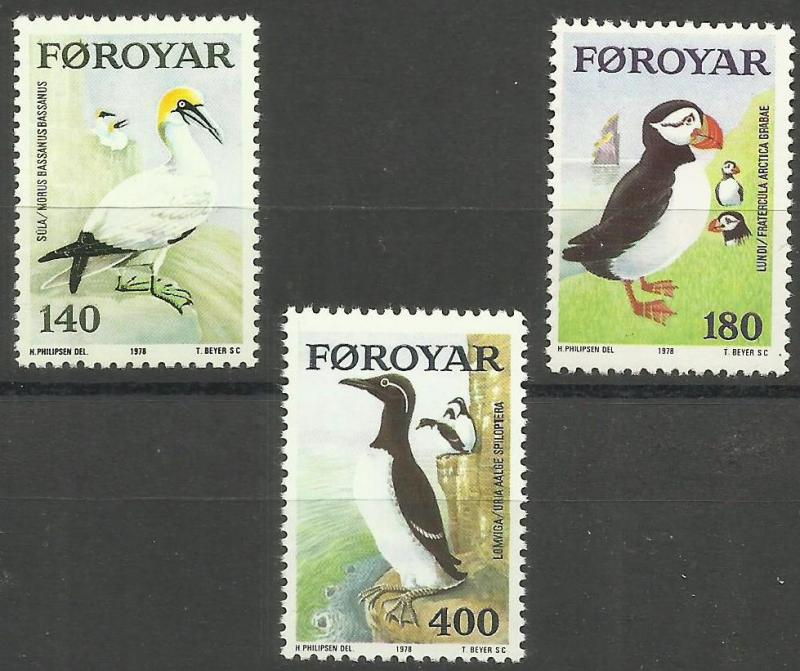 Faroe Islands - 1978 Sea birds set MNH