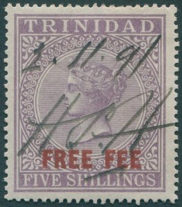 Trinidad & Tobago 1890 5s lilac Free Fee Revenue Barefoot 4 used