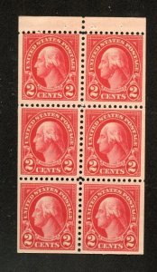 US Scott 634d Washington P.11x10 1/2 Booklet Pane  Mint NH