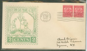 US 717 1932 2c Arbor Day celebration (pair) on an addressed FDC with a Roessler cachet