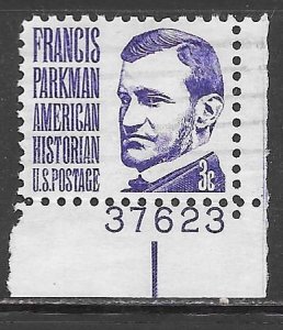 USA 1281: 3c Francis Parkman, plate no single, used, F-VF