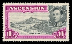 Ascension 1938 KGVI 10s black & bright purple (p13½) MNH. SG 47. Sc 49a.