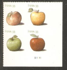 #4727-31 Apples Plate Block Mint NH