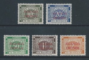 Ruanda-Urundi #J8-12 NH Bel. Congo Postage Dues Ovptd. Ruanda-Urundi - Perf...