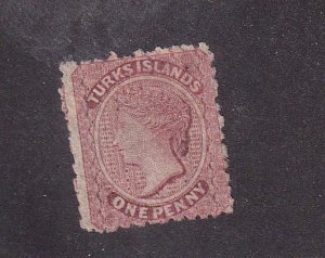 TURKS ISLANDS # 4 MNG 1p VICTORIA CAT VALUE $75