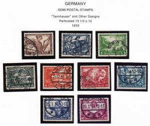 Germany Semi-Postal #B49-B57, Tannhauser, used, CV $375