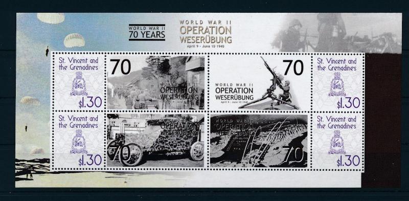 [81125] St.Vincent&Gren 2009 WWII Operation Weserubung Norway Denmark Sheet MNH