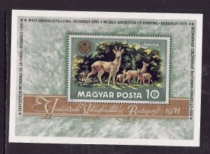 Hungary-Sc#C313-unused NH Airmail sheet-Red deer group-Animals-1971-