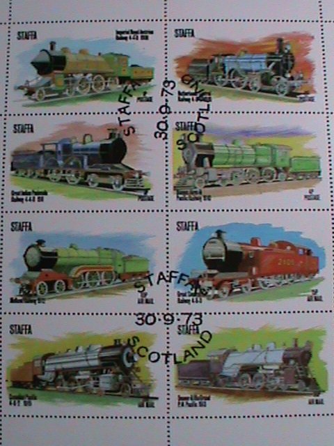 STAFFA-SCOTLAND-1973 WORLD CLASSIC TRAINS CTO SHEET VF WE SHIP TO WORLD WIDE