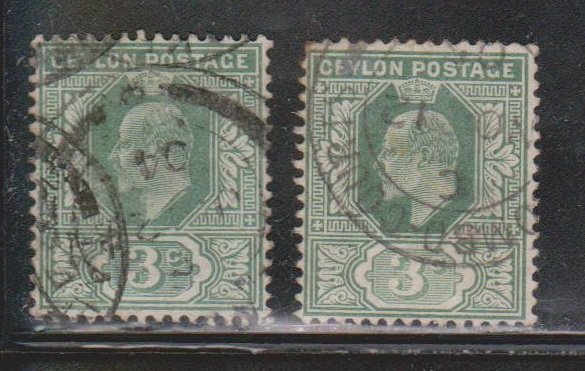 CEYLON Scott # 167, 179 Used - KEVII Watermarks 2 & 3