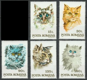 1993 Romania 4886-4890 Cats 3,00 €
