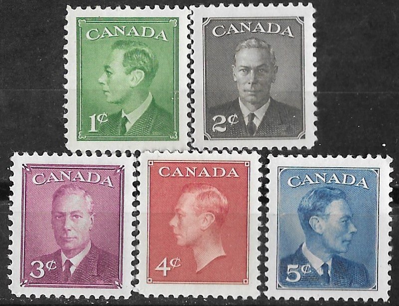 Canada # 289-93  George VI - POSTAGE omitted  5)  Unused