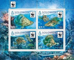 SOLOMON IS. - 2015 - Humpback Grouper - Perf 4v Sheet - Mint Never Hinged