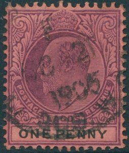 Lagos 1904 SG45 1d purple and black on red KEVII FU