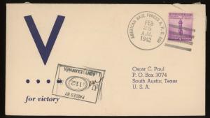 1942  APO 804 JAMAICA WWII  Censored Cover 